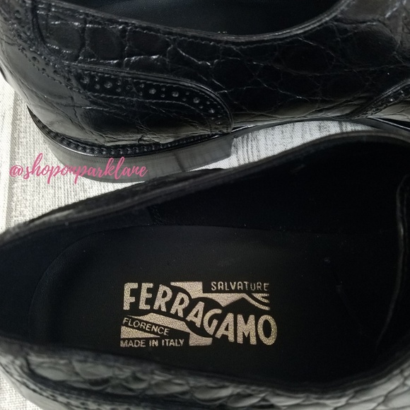 SOLD!! Ferragamo Puntala Nero Crocodile Oxfords - Picture 5 of 8